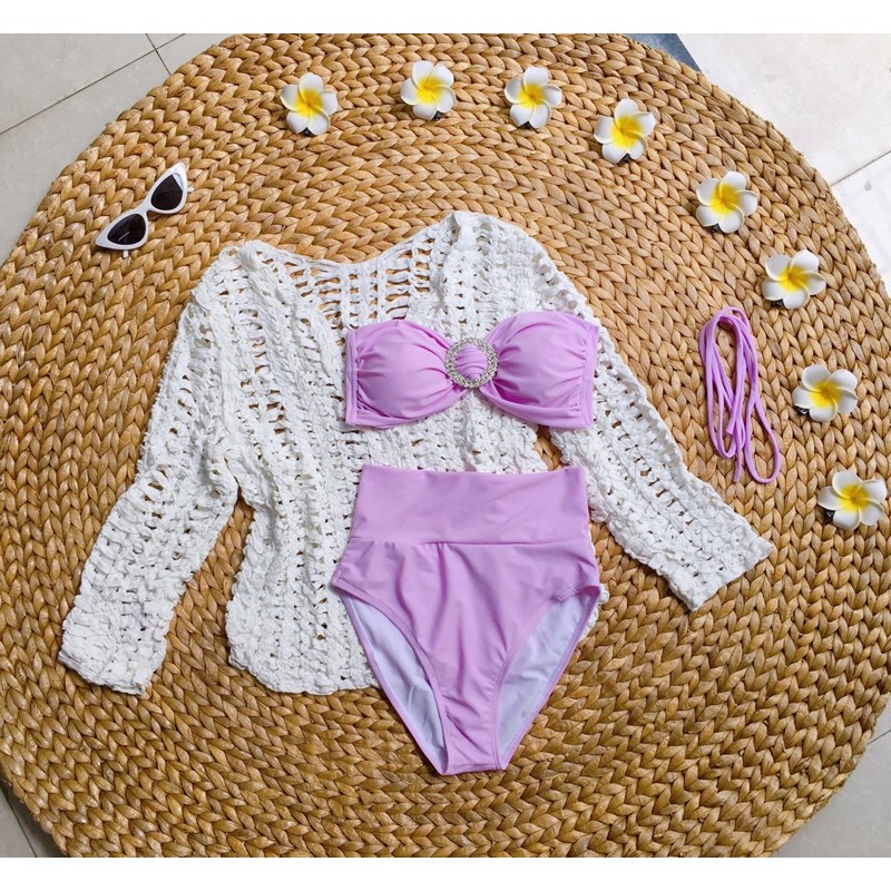 Bikini Đồ Bơi 2 Mảnh Khoen Đá Quần Xẻ Cao, Kèm Dây Áo GK0218 (Ảnh Thật, Nhiều Màu) | BigBuy360 - bigbuy360.vn