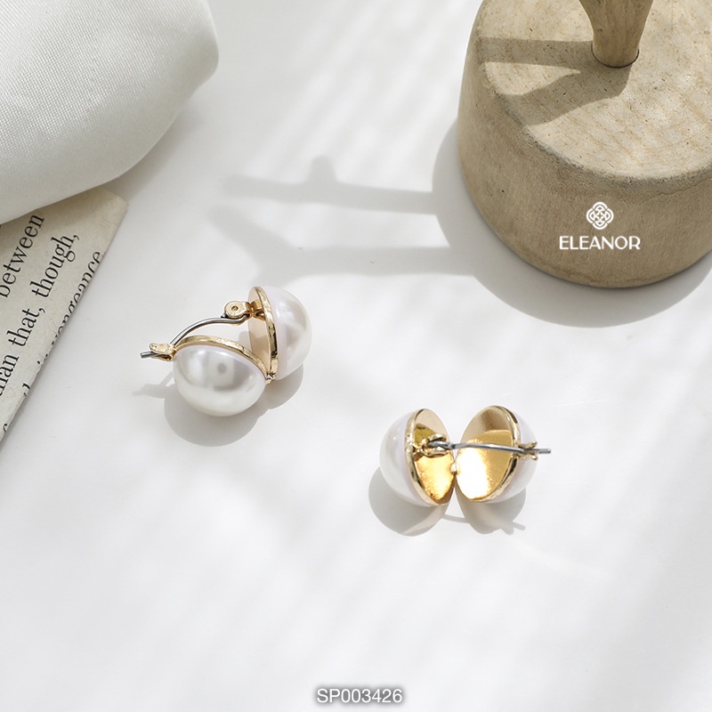Bông tai nữ Eleanor Accessories ngọc trai nhân tạo tròn đính đá phụ kiện trang sức dễ thương
