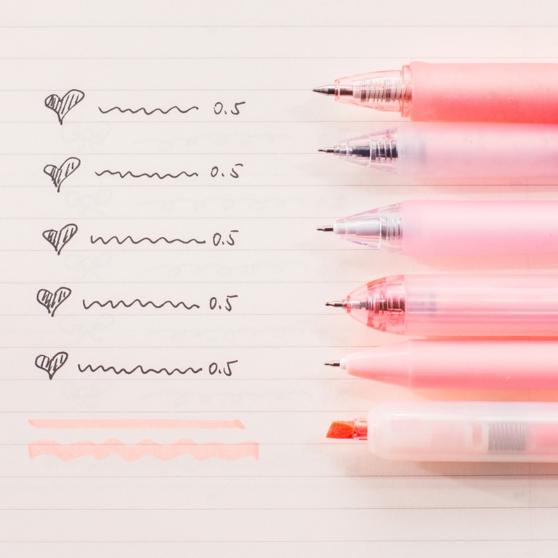 Set 6 Bút Mực Gel Ngòi 0.5mm Mực Đen Kiểu Dáng Dễ Thương