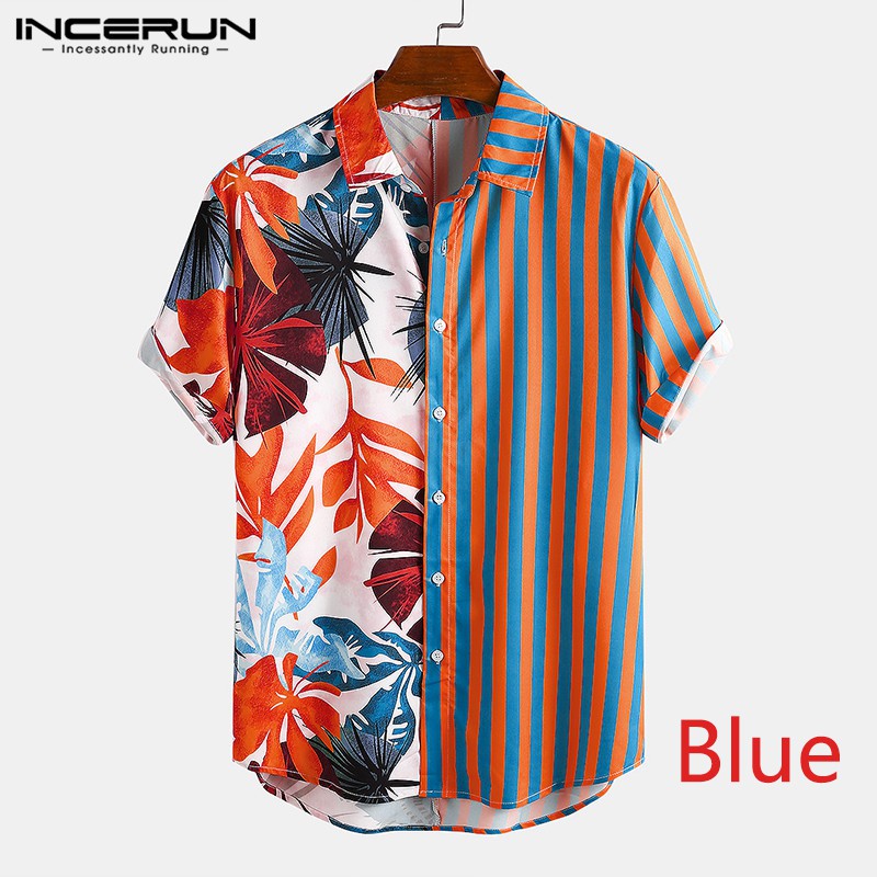 INCERUN Áo sơ mi nam in hình thiết kế thời trang