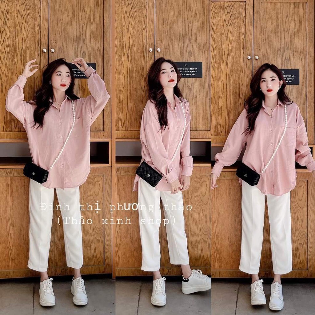 SET ÁO SƠ MI ĐŨI MIX QUẦN ỐNG SUÔNG TRẮNG TRẺ TRUNG NĂNG ĐỘNG 💕𝑭𝑹𝑬𝑬𝑺𝑯𝑰𝑷💕 | BigBuy360 - bigbuy360.vn