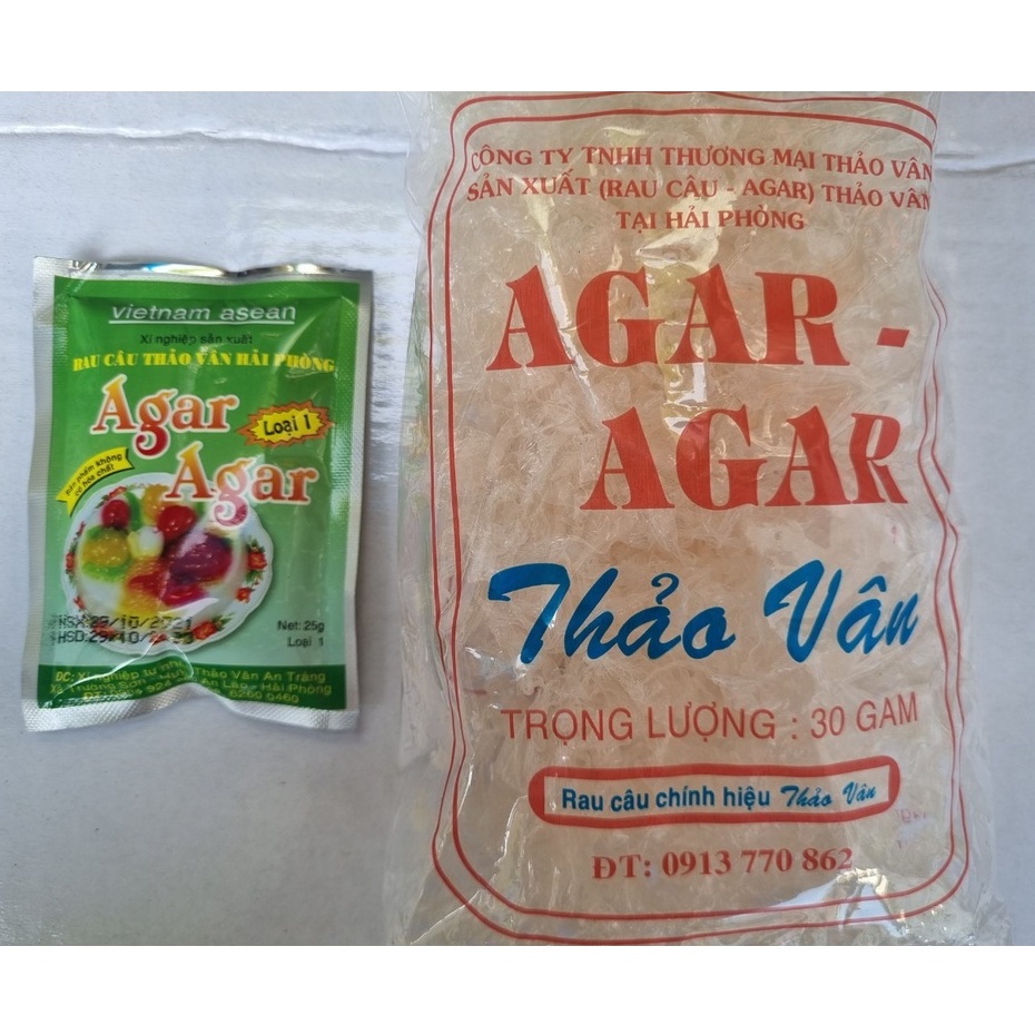 Combo: 1 gói bột rau câu giòn 25gr + 1 gói rau câu sợi 30gr Thảo Vân