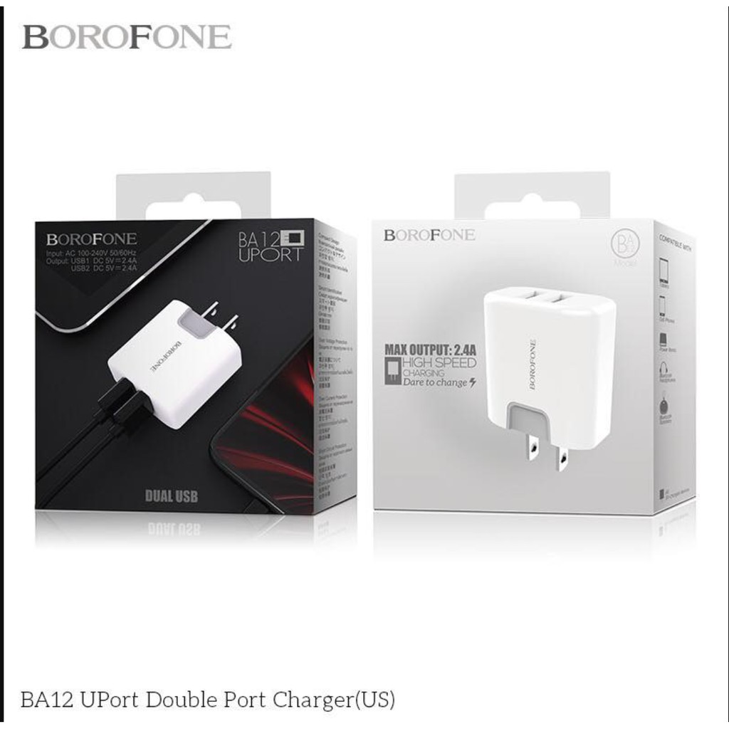 Củ sạc 2 cổng USB BOROFONE BA12