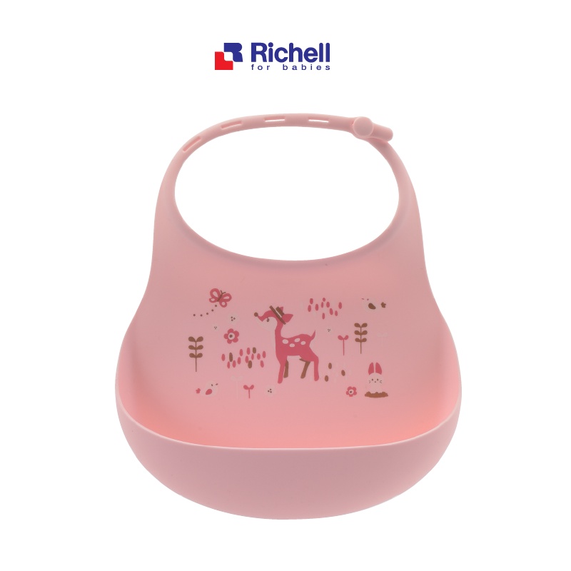 [MUA 1 TẶNG 1] Yếm ăn dặm silicone có máng hứng Richell Nhật Bản | Baby