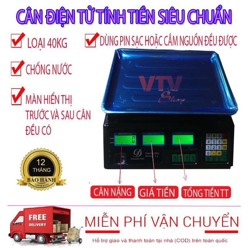 Cân Điện Tử Tính Tiền 40kg/5g Giá Rẻ  Gọn Nhẹ, Tiện Lợi Dành Cho Gia Đình