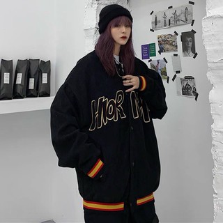 Áo khoác bomber jacket unisex chất nhung nút bấm nam, nữ unisex