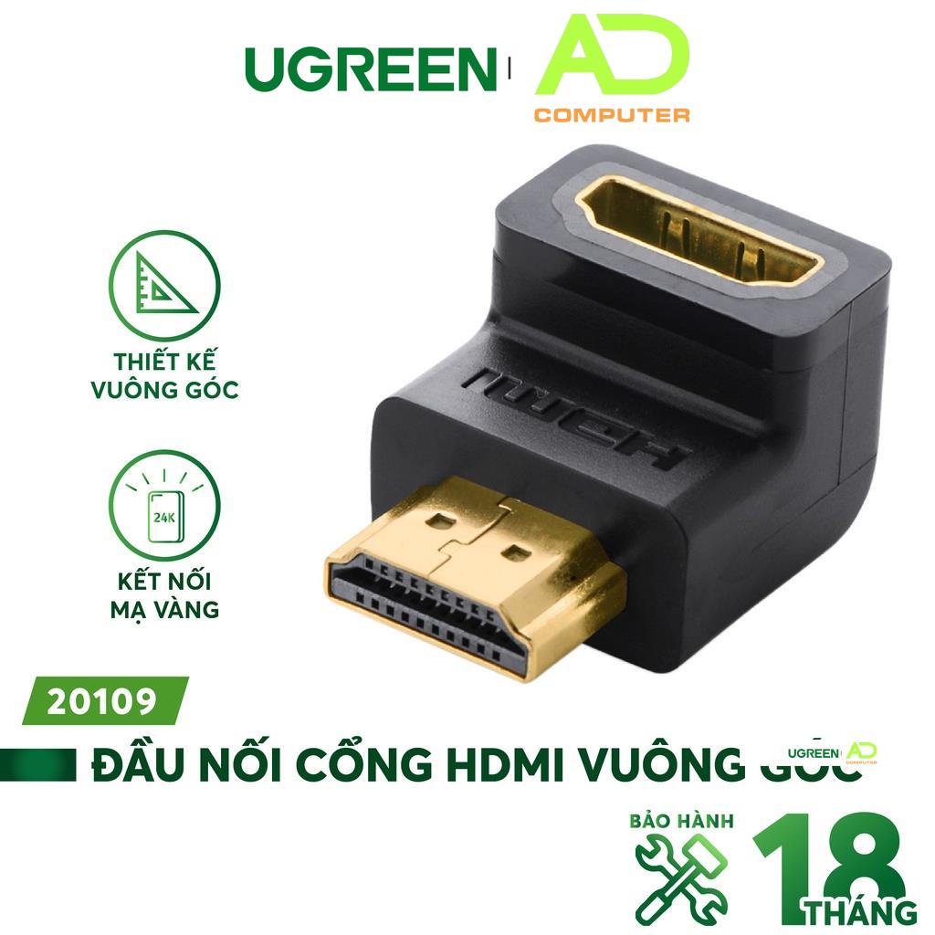 Đầu nối cổng HDMI male sang HDMI female vuông góc 90 độ UGREEN 20109  - Hàng phân phối chính hãng - Bảo hành 18 tháng