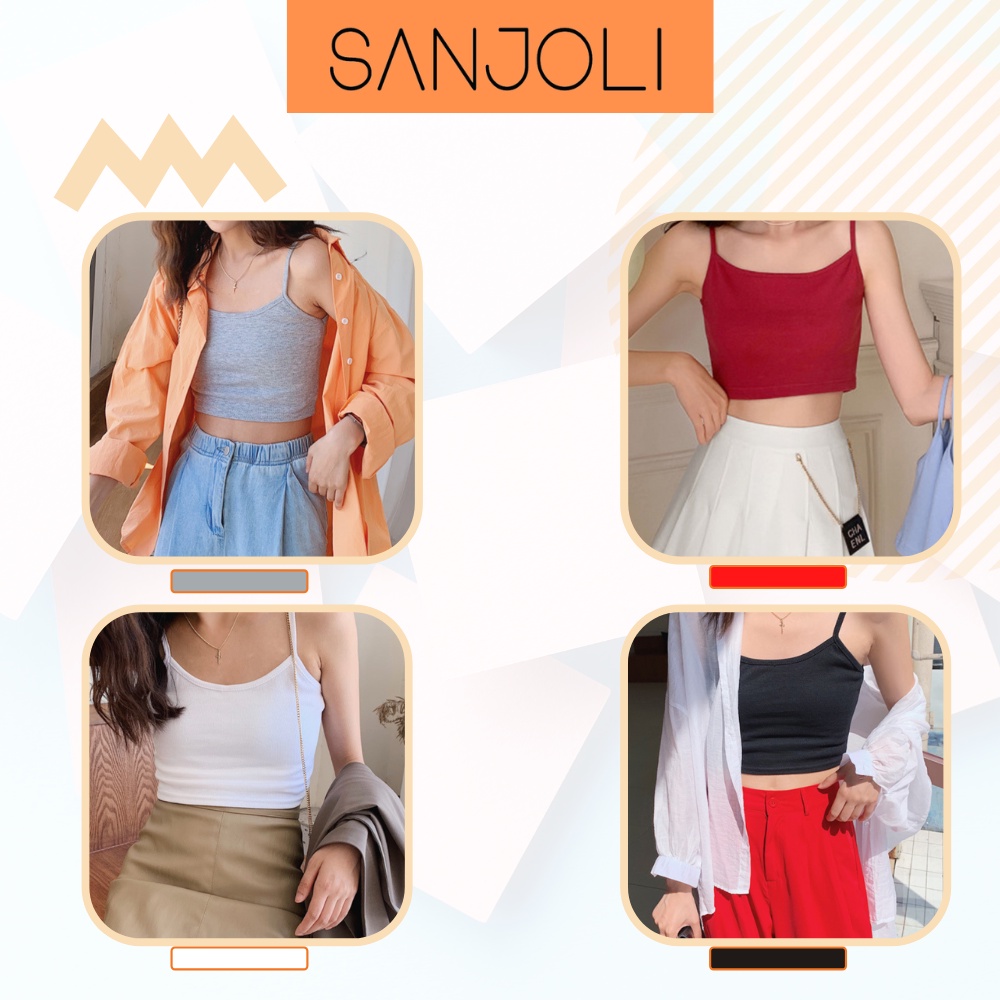 Áo 2 Dây SANJOLI Áo Croptop Kiểu Nữ 2s Dáng Ôm Body Chất Thun Sexy Kiểu Jennie Màu Đen Trắng Phong Cách Năng Động AO010