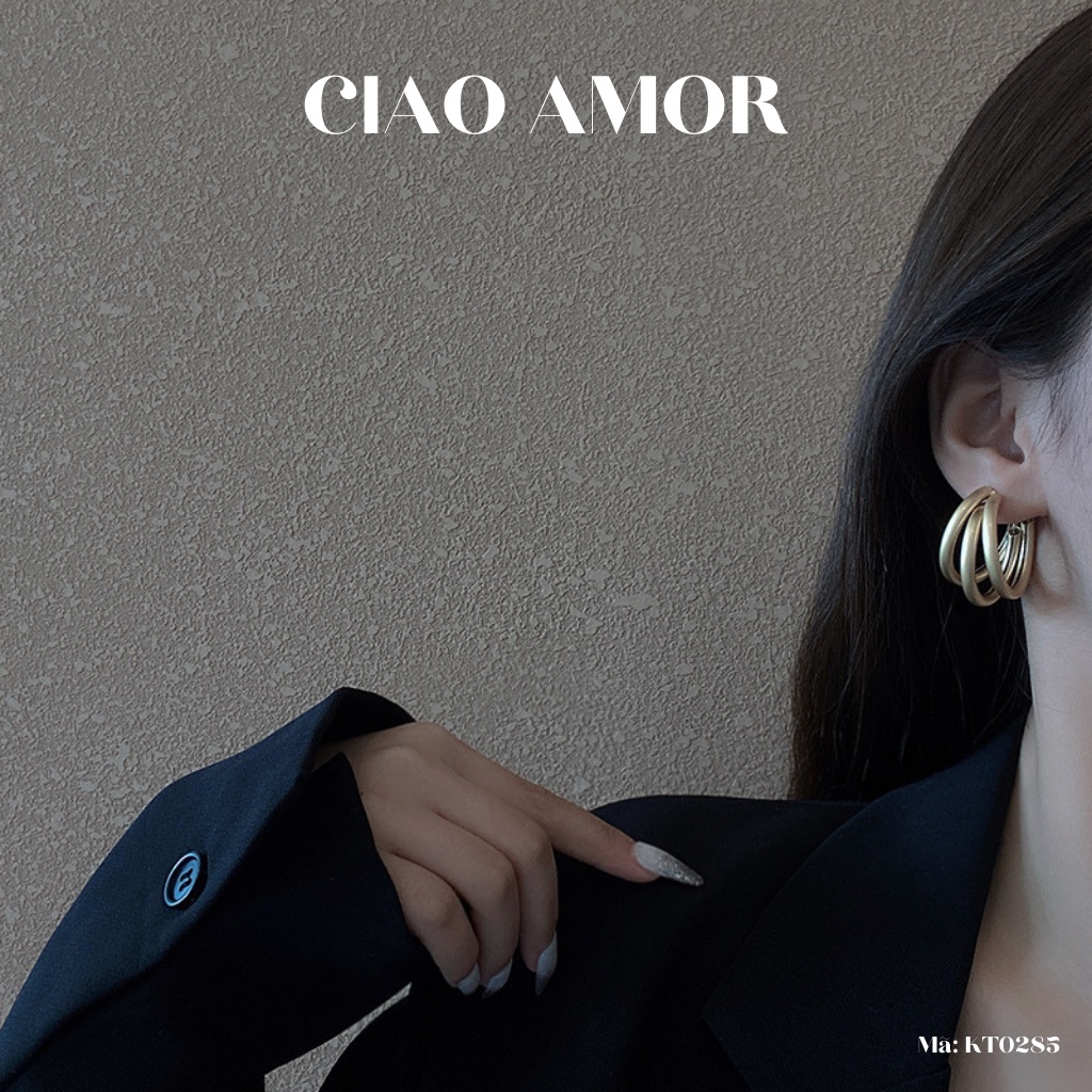 Khuyên tai nữ, bông tai vòng tròn 3 lớp hot trend Trang sức Ciao Amor - KT0285