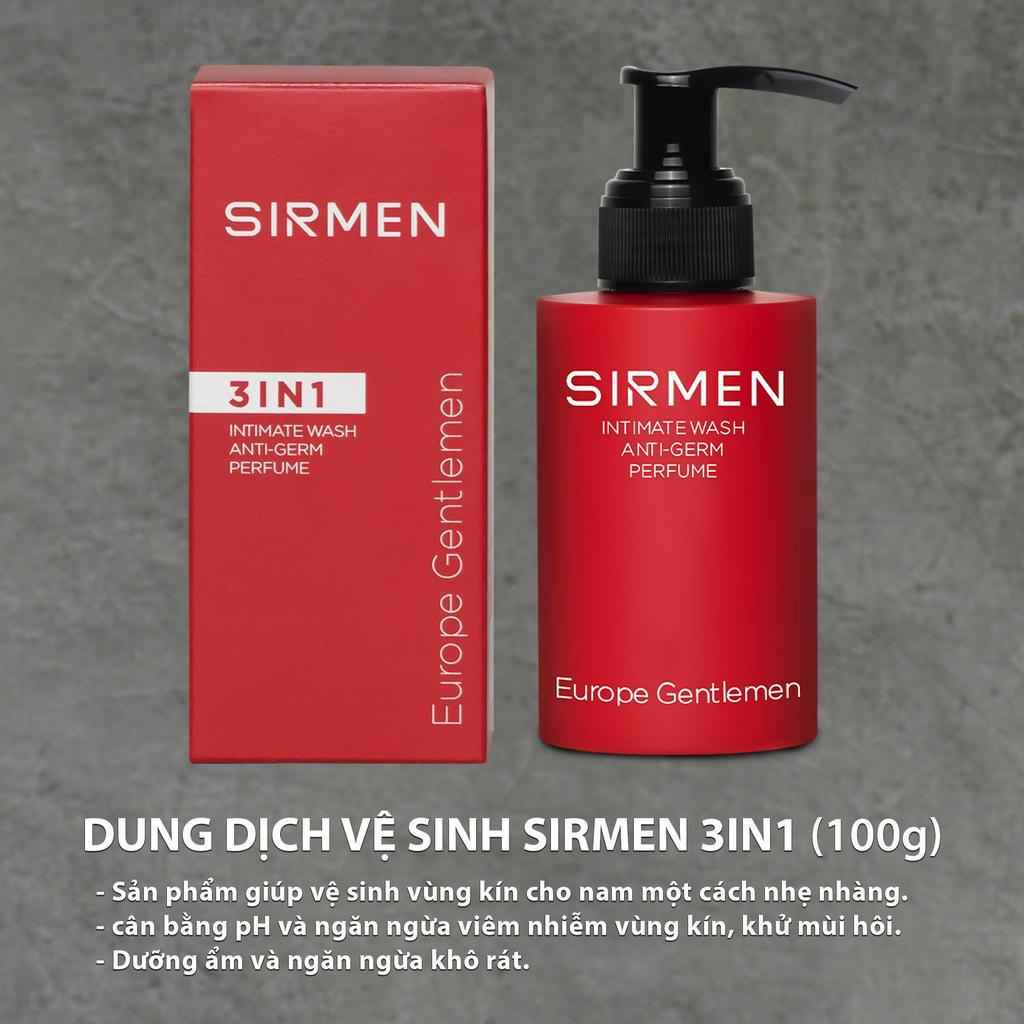Dung dịch vệ sinh nam 3 in 1 SIRMEN Europe Gentlemen hương nước hoa châu Âu nam tính quyến rũ dòng cao cấp 100g