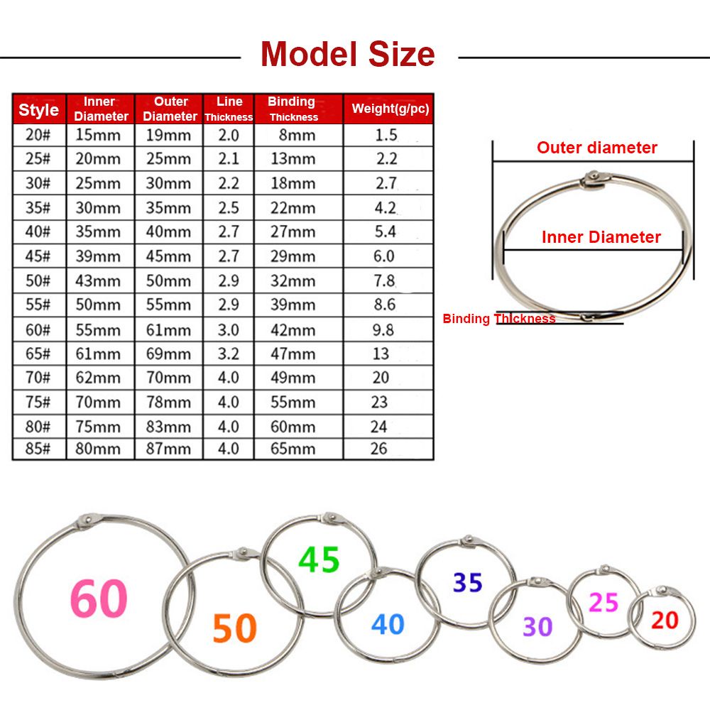 Set 10 vòng móc sử dụng làm sổ tay từ kim loại chất lượng cao