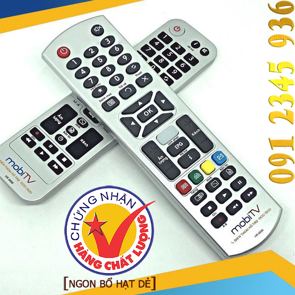 Điều khiển MobiTV HR-6666 + KR-6666 (AN VIÊN) cho đầu kỹ thuật số TvBox. (Mẫu số 5)