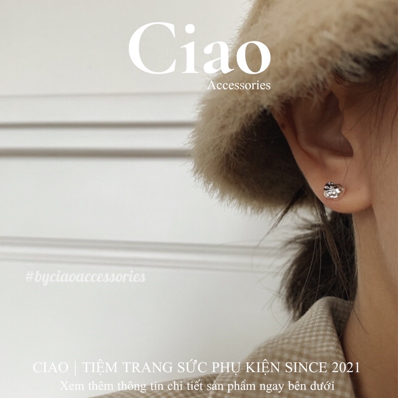 [HOẢ TỐC 1H] Khuyên tai/ Bông tai mạ bạc S925 thiết kế hình vân đá Eira Tiny Ciao