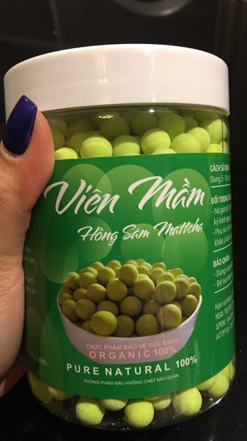 1 kg 2 hộp viên mầm hồng sâm matcha - viên mầm đậu nành nguyên xơ