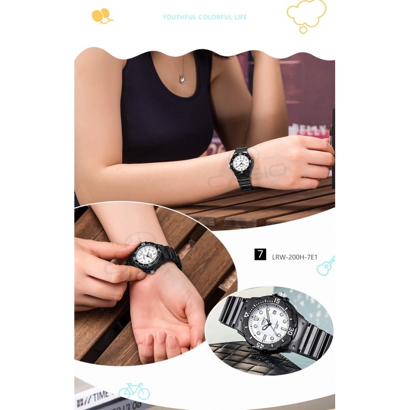 Đồng hồ nữ dây nhựa Casio chính hãng Anh Khuê LRW-200H-7E1VDF
