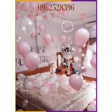 [ Khuyến + Mại ] Set Trang Trí Phòng Cưới Tong Đỏ Trắng [ Tặng bơm tay + keo + ruy băng }