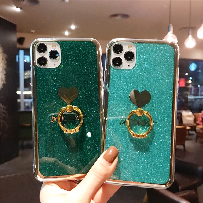 Ốp Điện Thoại Mềm Mạ Vàng 3D Có Vòng Đỡ Cho iPhone 6 6s 7 8 Plus X XS XR 11 Pro Max
