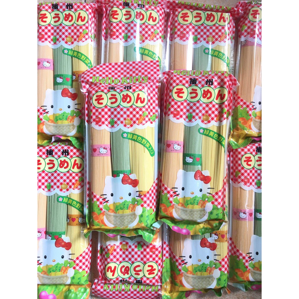 MÌ SOMEN TRÁI CÂY RAU CỦ 3 MÀU HELLO KITTY NHẬT BẢN - GÓI 300GR - DATE 2023