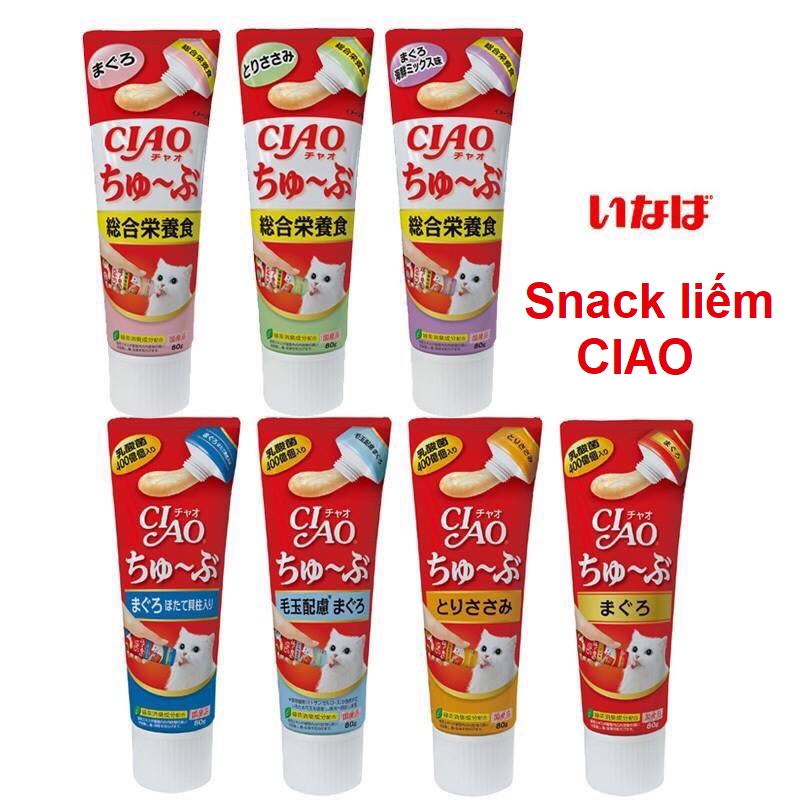 Ciao Inaba churu tuýp 80g dạng kem đặc liếm thưởng cho mèo bổ sung lợi khuẩn