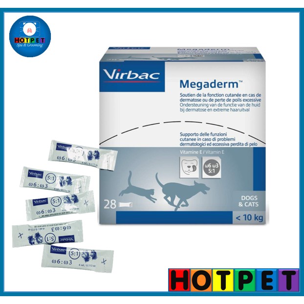 MEGADERM Virbac - Gel dinh dưỡng giúp mượt lông, da, giảm ngứa cho thú cưng chó, mèo [Type lẻ 4ml]