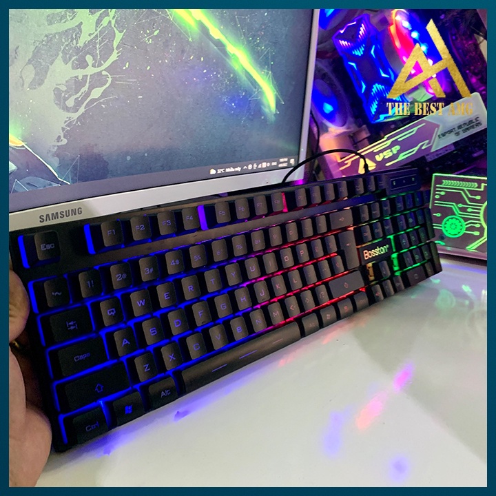 Bàn Phím Máy Tính Gaming Keycap Xuyên Led BOSSTON K803 Bàn Phím Giả Cơ Laptop Có Dây Keyboard Chơi Game