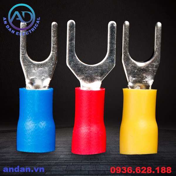 Đầu cốt chữ Y bọc nhựa SV2-4, cosse chẻ phủ nhựa SV 2-4, cốt chỉa càng cua – túi 100c