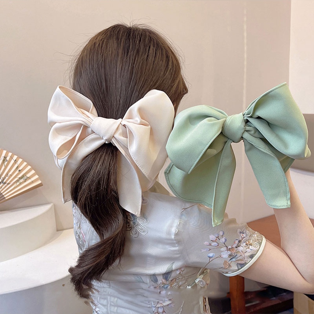 Kẹp tóc nơ HAIMEIKANG vải màu trơn đơn giản chất lượng cao 18cm