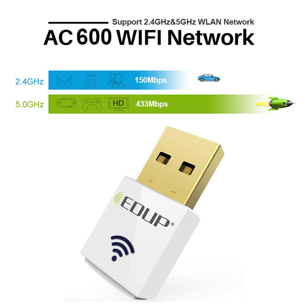 Bộ chuyển đổi wifi USB 5ghz mini 600mbps 802.11ac Bộ thu wifi băng tần kép USB Ethernet Adapter Card mạng | BigBuy360 - bigbuy360.vn