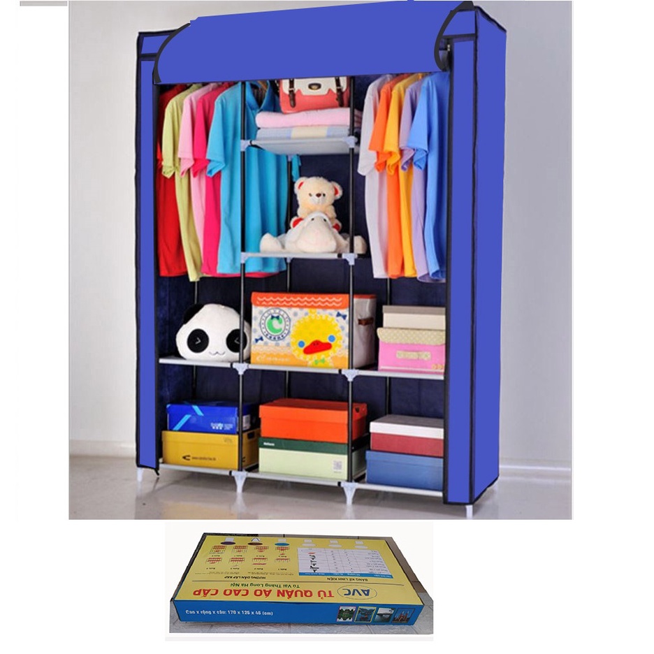 Tủ Vải Quần Áo 3 Buồng 8 Ngăn To, Bền - ảnh kèm theo thật 100%