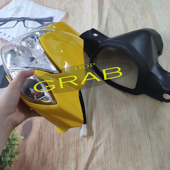Bộ ốp đầu xe SIRIUS Phanh Đĩa 3 món: ốp đầu, gáy đen và pha đèn kèm bóng