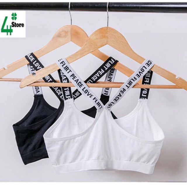 Áo bra cotton, tập gym nữ quai in chữ thể thao 5043