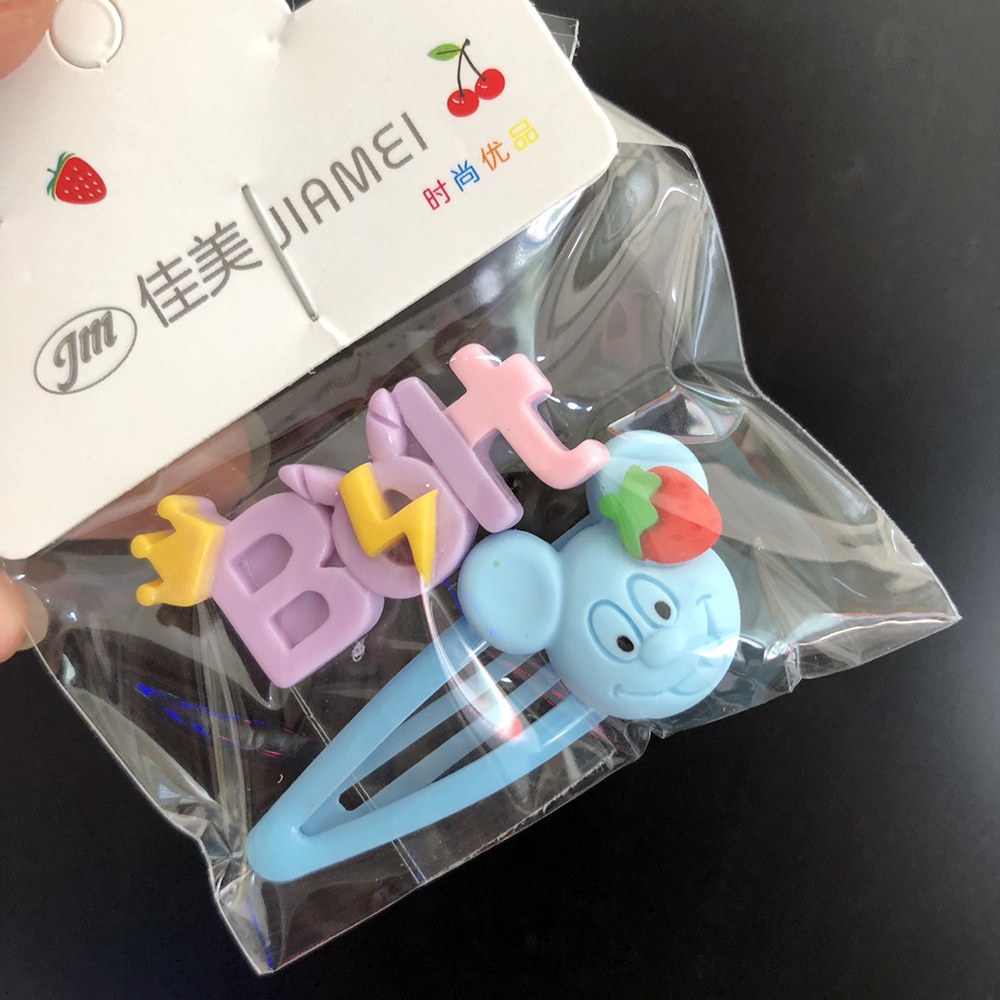 Set 2 kẹp mái hoạt hình xinh xắn 1 hình 1 chữ DTonline
