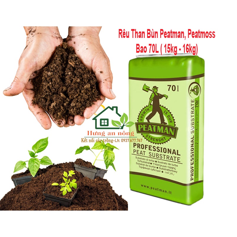 2 LÍT - Gía thể rêu than bùn Peatman - Peat moss chuyên dùng ươm gieo mầm, giâm chiết cành ( 1 lít tầm 200g )