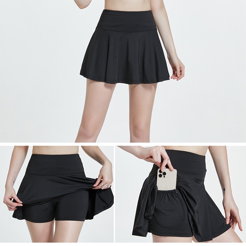 Chân Váy Xếp Li Lưng Cao Có Túi Dành Cho Nữ Tập Luyện Thể Thao Tennis