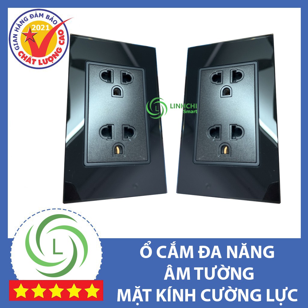 Ổ Cắm Điện Âm Tường Mặt Kính Cường Lực Chuẩn Đa Năng