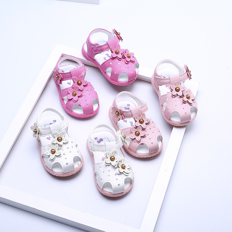 sandal tập đi bé gái size 15-19 bông sao