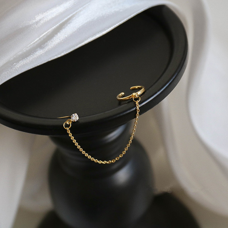 Hoa tai kim loại tích hợp khuyên đeo vành tai thiết kế độc đáo phong cách thời trang Hàn Quốc