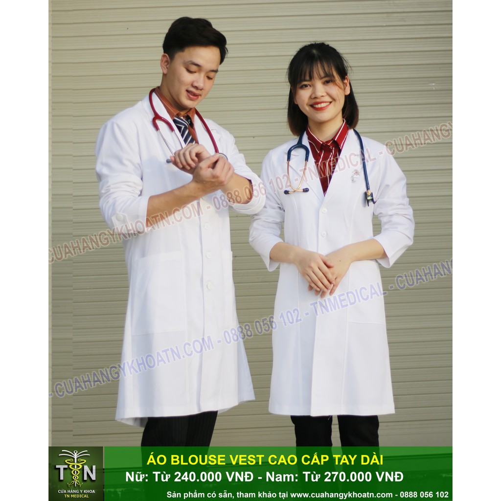 Áo Blouse (Blue) Vest Bác Sĩ Cao Cấp - Thương Hiệu TN Medical