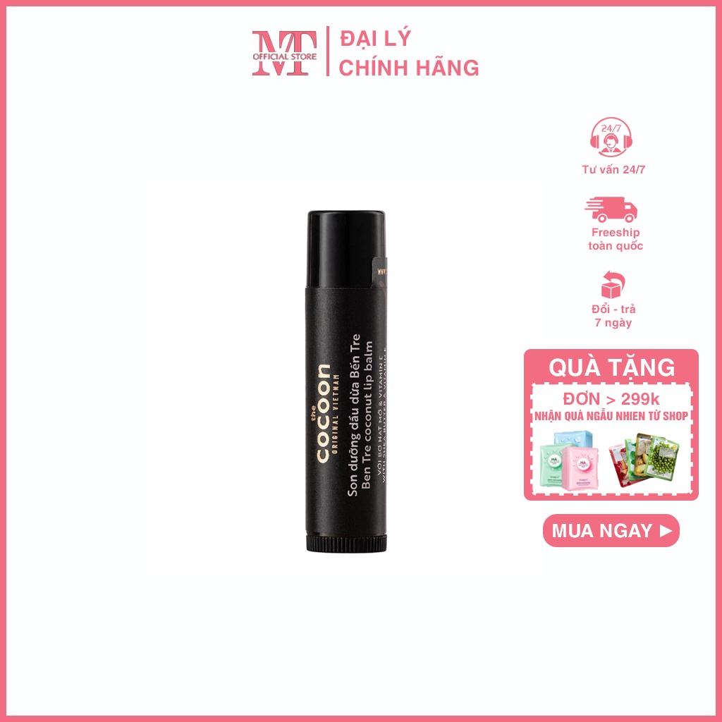 Son Dưỡng Dầu Dừa Cocoon Ben Tre Coconut Lip Balm With Shea Butter & Vitamin E 5g