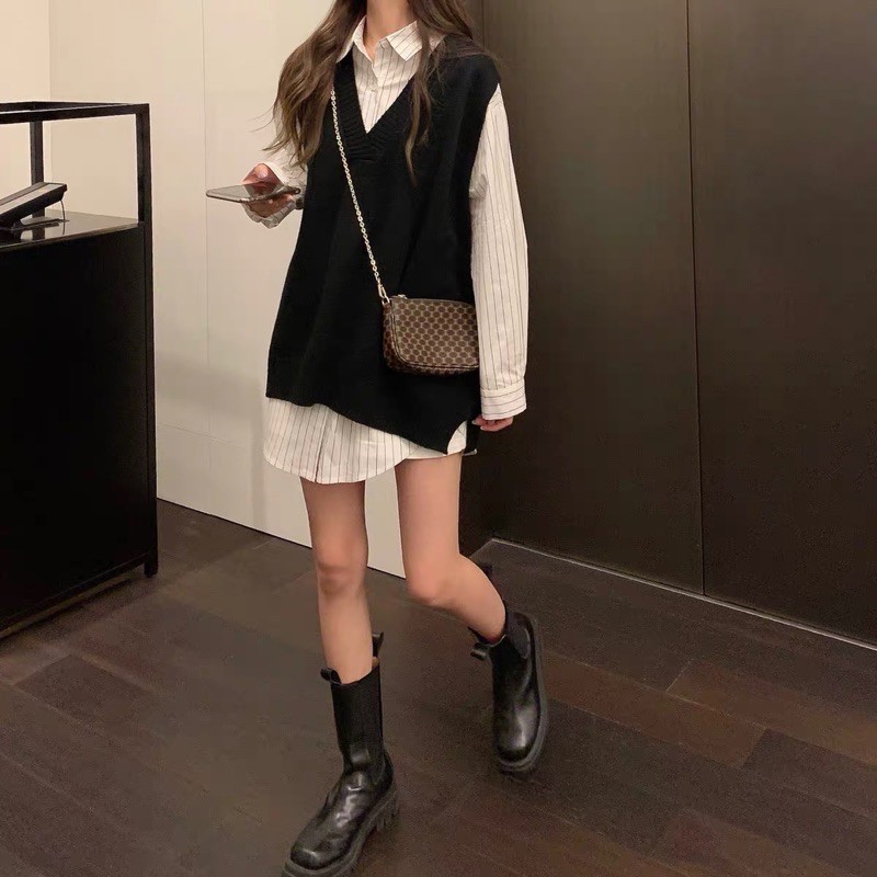 [ Sẵn ] Set Gile Kèm Áo SơMi 2020