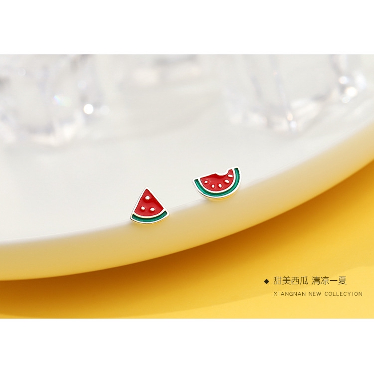 Bông Tai Mạ Bạc 925 Hình Dưa Hấu Dễ Thương