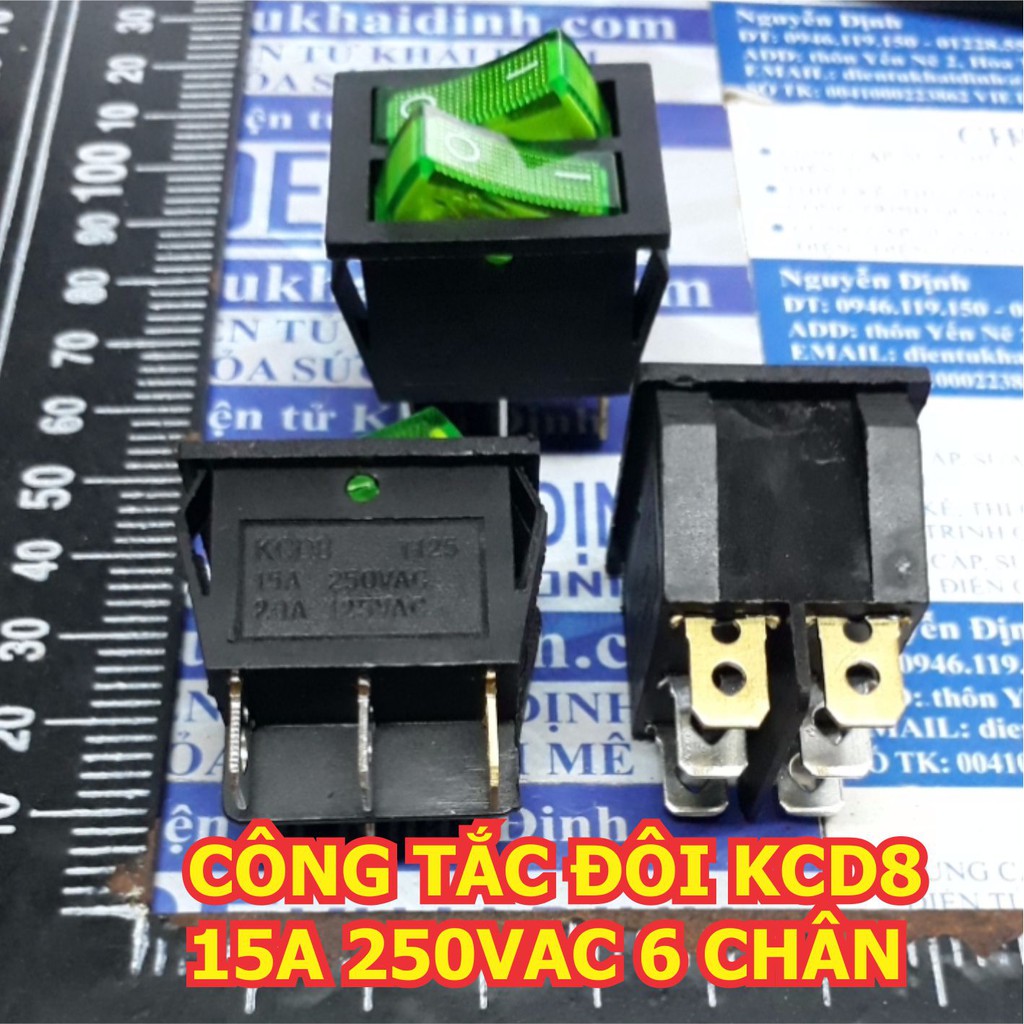 2 cái CÔNG TẮC ĐÔI KCD8-212A 15A 250VAC 6 CHÂN 2 TRẠNG THÁI, có led báo kde4832