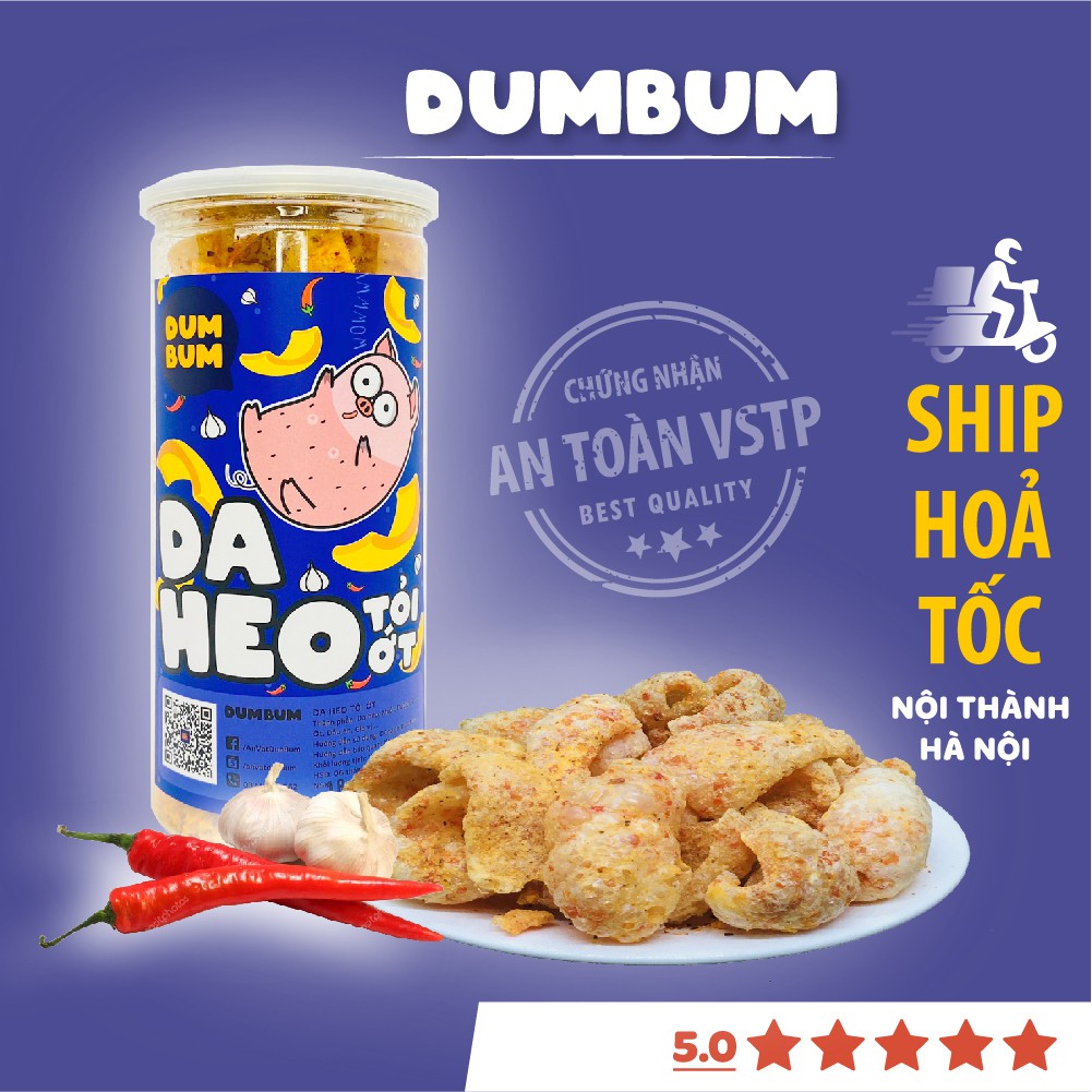 [Mã SKAMSALE06 giảm 10% tối đa 100K đơn 150K] Da heo tỏi ớt 150g DumBum đồ ăn vặt Hà Nội vừa ngon vừa rẻ