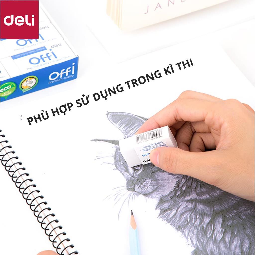 Gôm Tẩy Deli - Trắng - Phù hợp thi trắc nghiệm - 1 chiếc / 2 chiếc - EH03010 [Deli]