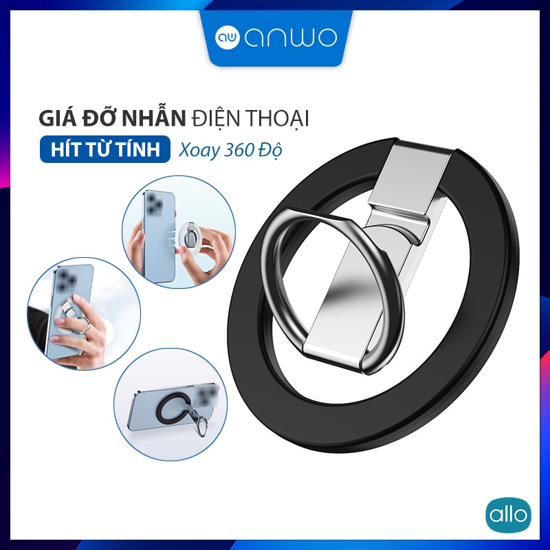 Giá Đỡ Điện Thoại Nhẫn Hít Nam Châm Từ Tính, Điều Chỉnh Nhiều Góc Xoay 360 Độ, Dùng Cho Tất Cả Các Dòng SmartPhone