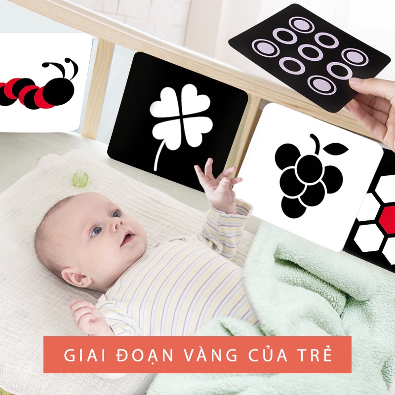 Thẻ kích thích thị giác cho trẻ sơ sinh - bộ 4 giúp bé phát triển toàn diện