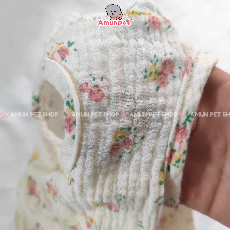 Áo Mùa Hè Cho Chó Mèo Hoạ Tiết Hoa Nhí Chất Thô Mát Thời Trang Thú Cưng Giá Rẻ Amun Pet