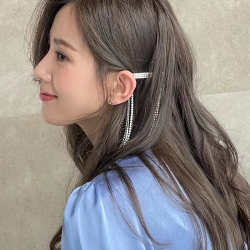 Trâm Cài Tóc Chữ U Đính Đá Phối Tua Rua Toàn Diện Phong Cách Hàn Quốc