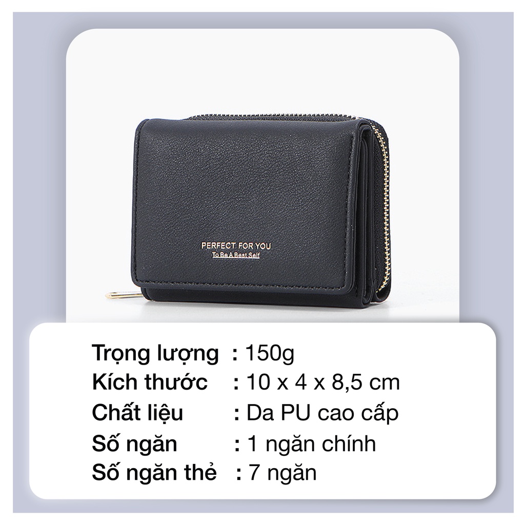 Ví da nữ cao cấp chính hãng PERFECT FOR YOU mini cầm tay đựng tiền nhỏ gọn dễ thương chất cực đẹp PFY11 - GUTADO