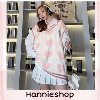 Áo Gile Form Oversize Hoạ Tiết Tim Hồng Trendy (Hàng Đặt Trước)